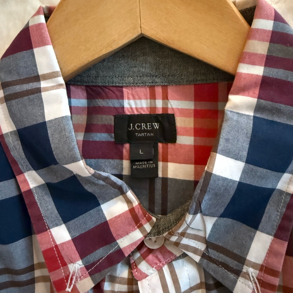 J. Crew Men's Tartan Shirt - Red, Blue, White